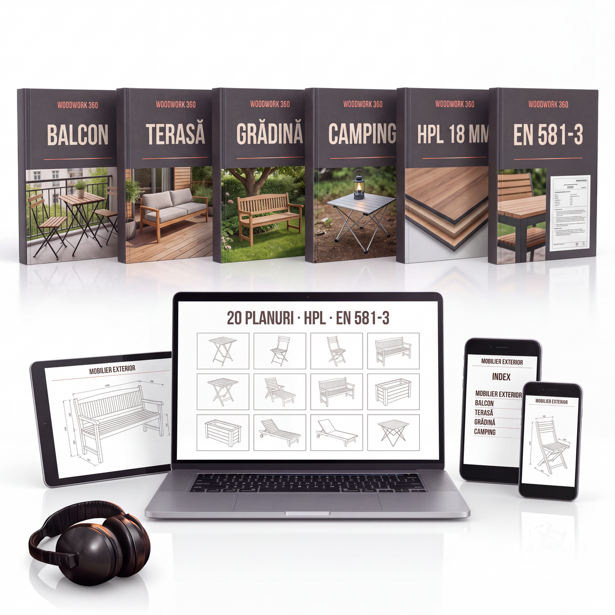 Mobilier Exterior — 20 planuri în HPL pentru balcon, terasă, grădină și camping