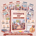 Geografie 360°: pachetul complet cu cele 8 volume de gimnaziu și liceu, cele 6 familii de resurse și harta tranziției 2026-2030