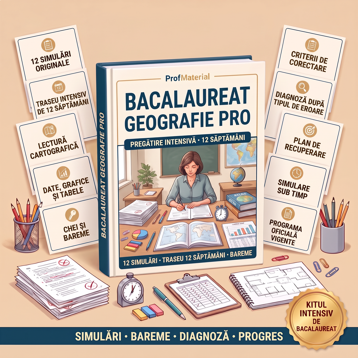Bacalaureat Geografie Pro: pachetul de pregătire pentru examenul de bacalaureat, cu modelele de lucru și fișele profesorului