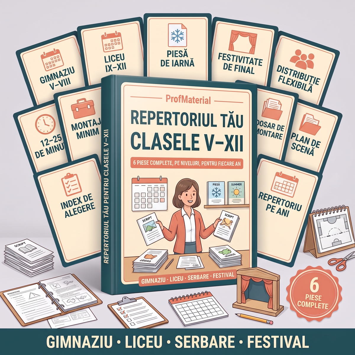 Scenotehnica spectacolului școlar — 20 de lecții de sunet, lumini, decor și culise, cu 7 tipizate